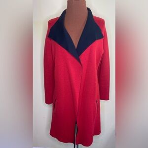 Reversible Wool Cap Coat Black/Red Long Sleeve Medium